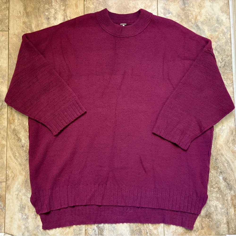 NWOT Free People Peaches Oversized Tunic Sweater in Plum Caspia Women’s Medium - Picture 11 of 16